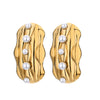 Wholesale Women's Elegant French Imitation Pearl Stainless Steel Earrings With Round Beads Square Love Bow Tie Design And Electroplating Treatment