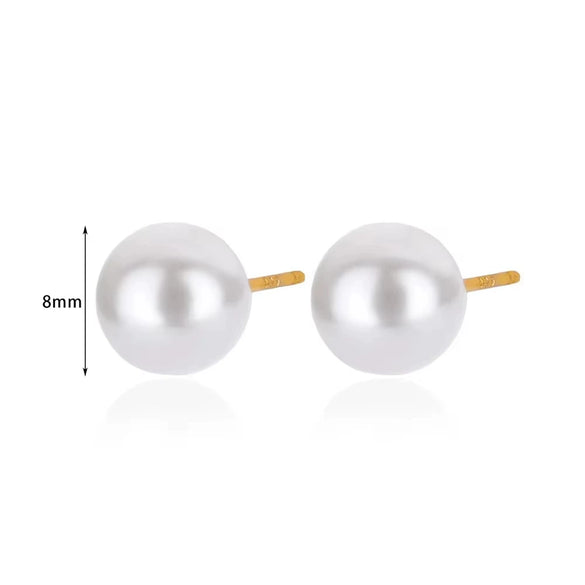 Wholesale Women's Elegant French Imitation Pearl Stainless Steel Earrings With Round Beads Square Love Bow Tie Design And Electroplating Treatment
