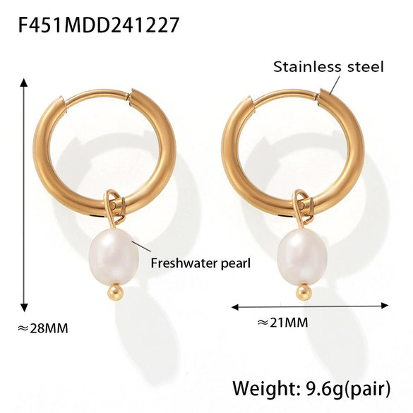 Wholesale Women's Elegant Freshwater Pearl And 316L Stainless Steel Jewelry Set With Electroplating Necklace Bracelet Earrings