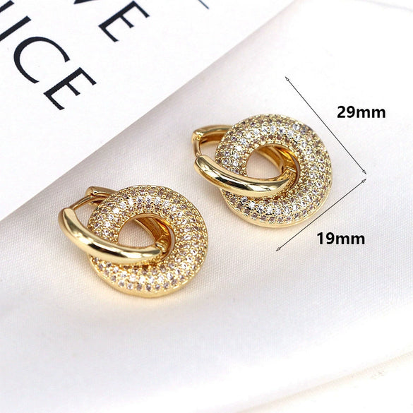Wholesale Women's Elegant Geometric And Heart Shape Copper Zirconia Ear Clip Earrings