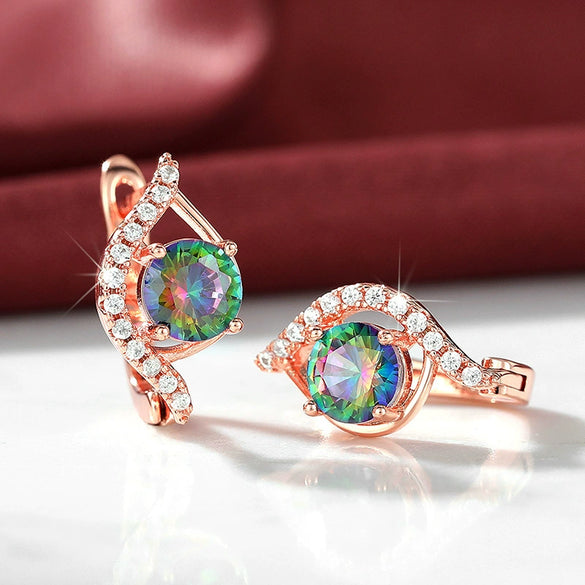 Wholesale Women's Elegant Geometric Copper Earrings Inlaid With Zircon