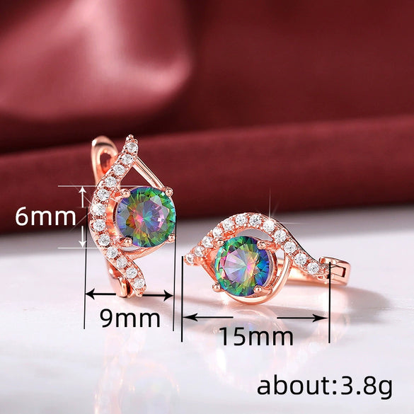 Wholesale Women's Elegant Geometric Copper Earrings Inlaid With Zircon