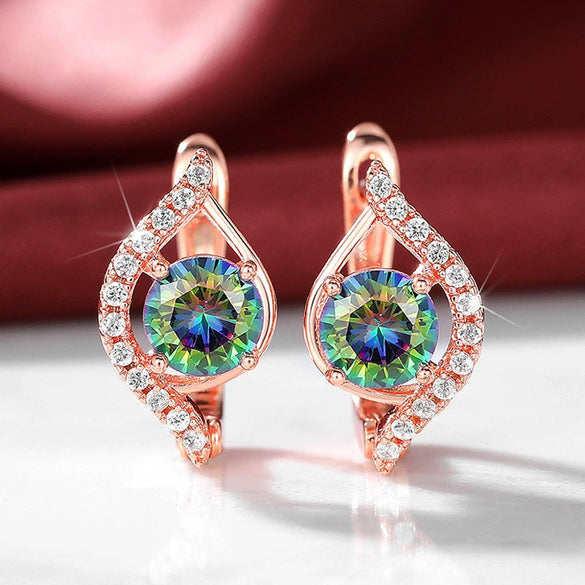 Wholesale Women's Elegant Geometric Copper Earrings Inlaid With Zircon