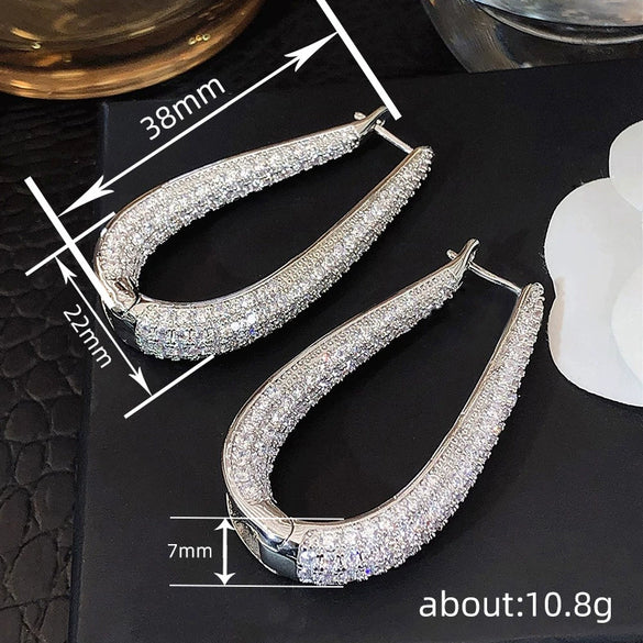 Wholesale Women's Elegant Geometric Copper Earrings With Zirconia And Drop Shape Design