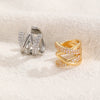 Wholesale Women's Elegant Geometric Copper Goldplated Inlaid Zircon Crosshollowedout Earrings
