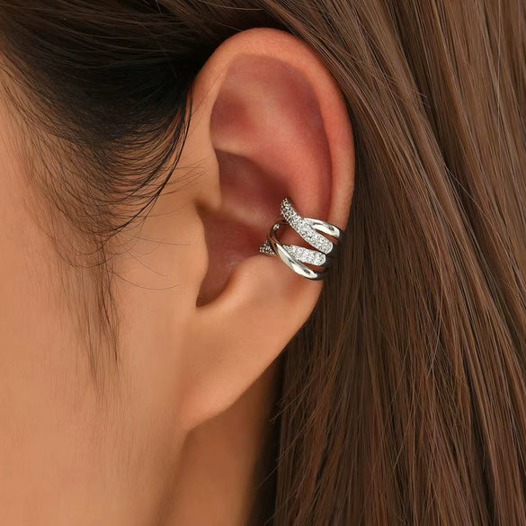 Wholesale Women's Elegant Geometric Copper Goldplated Inlaid Zircon Crosshollowedout Earrings