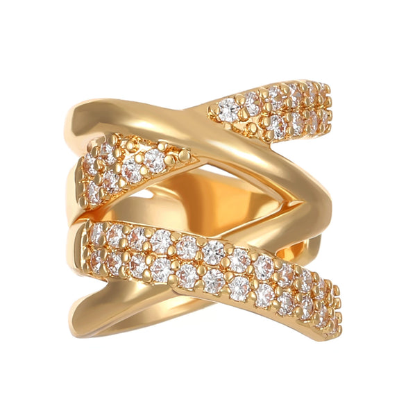 Wholesale Women's Elegant Geometric Copper Goldplated Inlaid Zircon Crosshollowedout Earrings