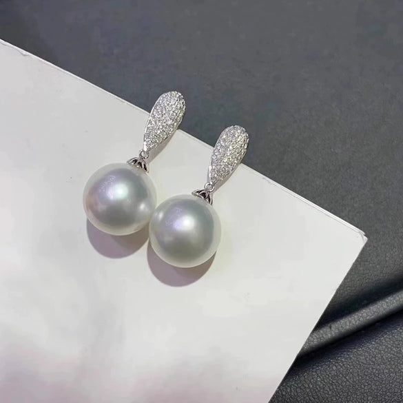 Wholesale Women's Elegant Geometric Copper Imitation Pearl Earrings Set With Zircon
