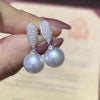 Wholesale Women's Elegant Geometric Copper Imitation Pearl Earrings Set With Zircon