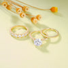 Wholesale Women's Elegant Geometric Copper Ring Threepiece Set With Zirconia