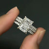 Wholesale Women's Elegant Geometric Copper Ring Threepiece Set With Zirconia