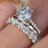 Wholesale Women's Elegant Geometric Copper Ring Threepiece Set With Zirconia