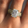 Wholesale Women's Elegant Geometric Copper Ring Threepiece Set With Zirconia