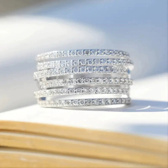 Wholesale Women's Elegant Geometric Copper Ring With Microinlaid Zirconia
