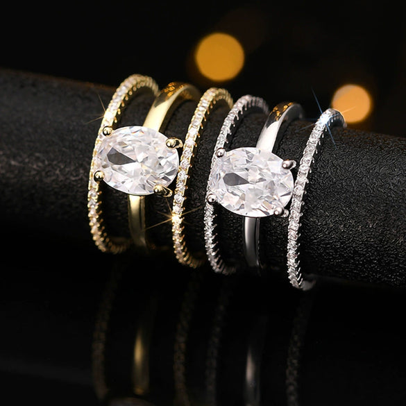 Wholesale Women's Elegant Geometric Copper Zircon Inlaid Ring