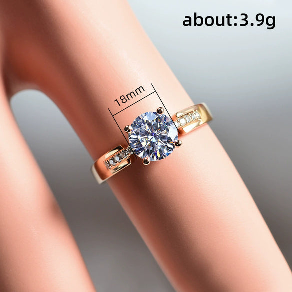 Wholesale Women's Elegant Geometric Copper Zircon Ring