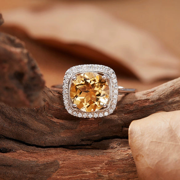 Wholesale Women's Elegant Geometric Crystal Ring In S925 Sterling Silver Set With Crystal