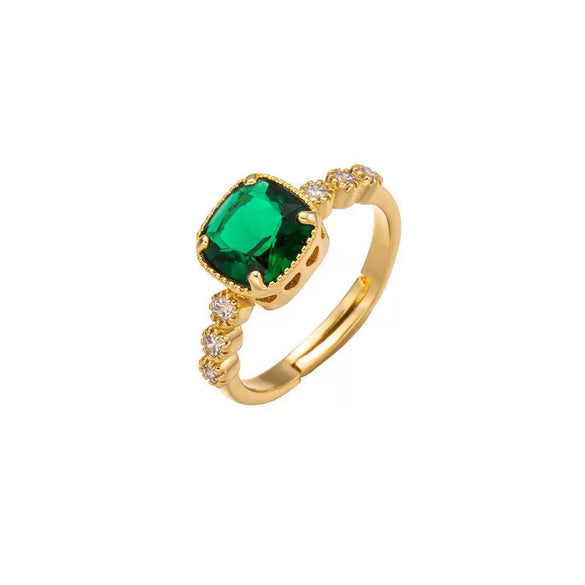 Wholesale Women's Elegant Geometric Gas Inlaid Zircon Diamond Ring Copper Electroplated 18K Real Gold
