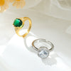 Wholesale Women's Elegant Geometric Gas Inlaid Zircon Diamond Ring Copper Electroplated 18K Real Gold
