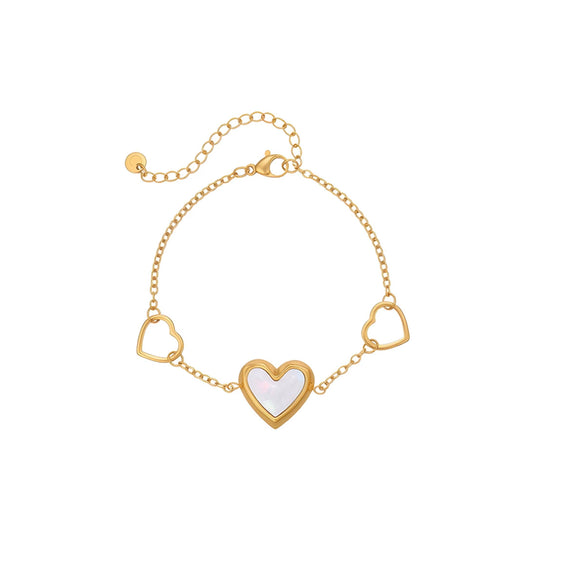 Wholesale Women's Elegant Geometric Heartshaped Butterfly Pendant Bracelet In Stainless Steel And 18K Gold With Electroplating