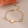 Wholesale Women's Elegant Geometric Heartshaped Butterfly Pendant Bracelet In Stainless Steel And 18K Gold With Electroplating