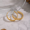 Wholesale Women's Elegant Geometric Hollow Hoop Earrings Made Of Stainless Steel With Vacuum Real Gold Plating