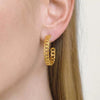 Wholesale Women's Elegant Geometric Hollow Hoop Earrings Made Of Stainless Steel With Vacuum Real Gold Plating