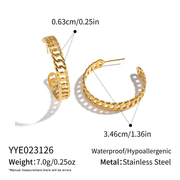 Wholesale Women's Elegant Geometric Hollow Hoop Earrings Made Of Stainless Steel With Vacuum Real Gold Plating