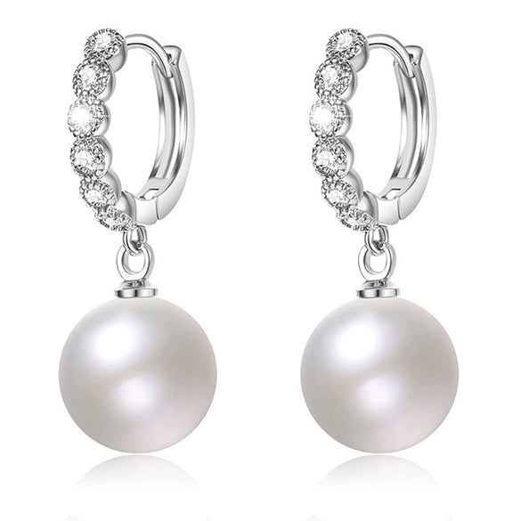 Wholesale Women's Elegant Geometric Imitation Pearl Copper Earrings