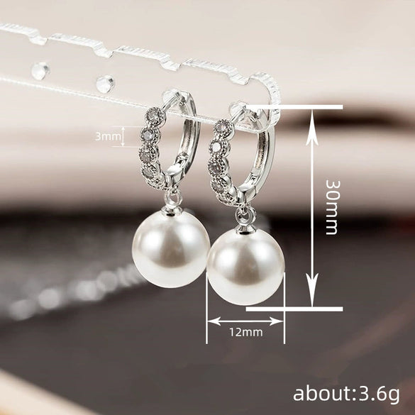 Wholesale Women's Elegant Geometric Imitation Pearl Copper Earrings