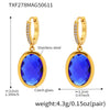 Wholesale Women's Elegant Geometric Multifaceted Oval Czech Glass And 316L Stainless Steel Electroplated Earrings