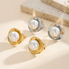 Wholesale Women's Elegant Geometric Pearl Earrings With Stainless Steel Ear Needles And Electroplating Design