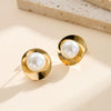 Wholesale Women's Elegant Geometric Pearl Earrings With Stainless Steel Ear Needles And Electroplating Design