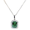 Wholesale Women's Elegant Geometric Rectangle 925 Sterling Silver Emerald Zircon Pendant Necklace With Ochain And Electroplating Treatment
