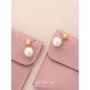 Wholesale Women's Elegant Geometric 925 Silver Pearl Earrings 18K Gold Plated Brushed