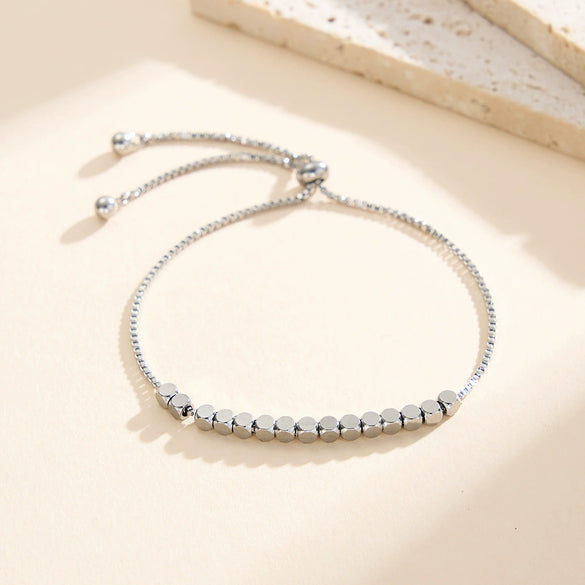 Wholesale Women's Elegant Geometric Stainless Steel Beaded Bracelet With Vacuum Plating Original Design