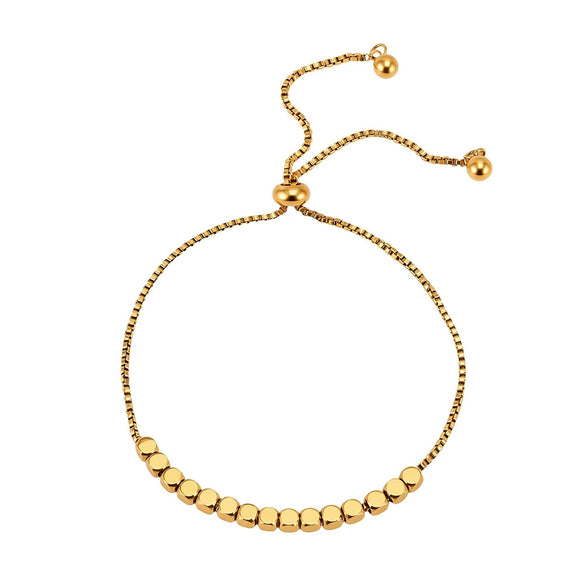 Wholesale Women's Elegant Geometric Stainless Steel Beaded Bracelet With Vacuum Plating Original Design