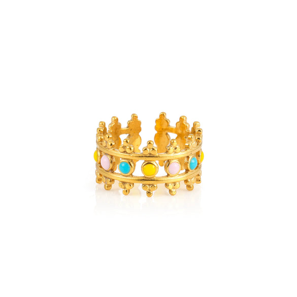 Wholesale Women's Elegant Geometric Stainless Steel Goldplated Ring