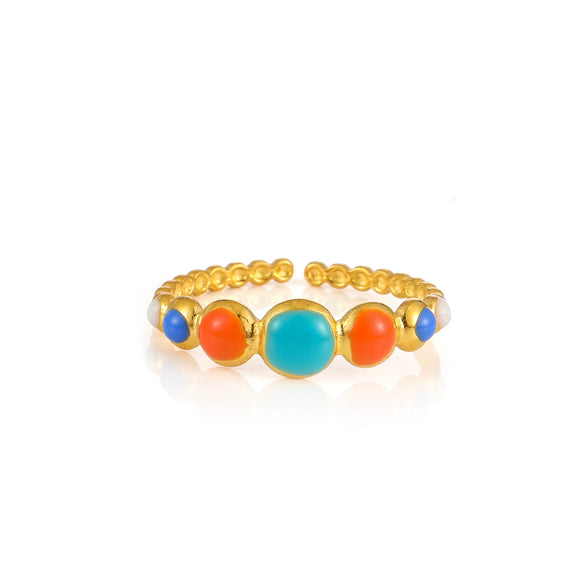 Wholesale Women's Elegant Geometric Stainless Steel Goldplated Ring