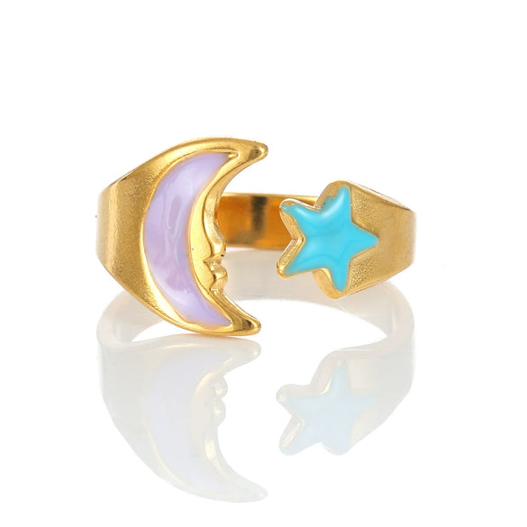 Wholesale Women's Elegant Geometric Stainless Steel Goldplated Ring