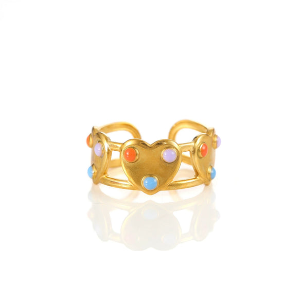 Wholesale Women's Elegant Geometric Stainless Steel Goldplated Ring
