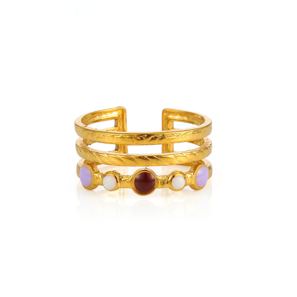 Wholesale Women's Elegant Geometric Stainless Steel Goldplated Ring