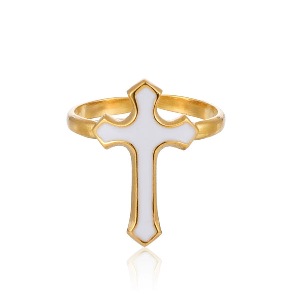 Wholesale Women's Elegant Geometric Stainless Steel Goldplated Ring
