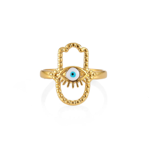 Wholesale Women's Elegant Geometric Stainless Steel Goldplated Ring