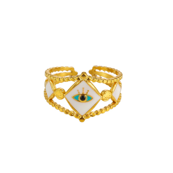 Wholesale Women's Elegant Geometric Stainless Steel Goldplated Ring