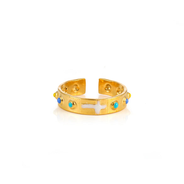 Wholesale Women's Elegant Geometric Stainless Steel Goldplated Ring