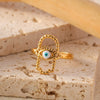 Wholesale Women's Elegant Geometric Stainless Steel Goldplated Ring