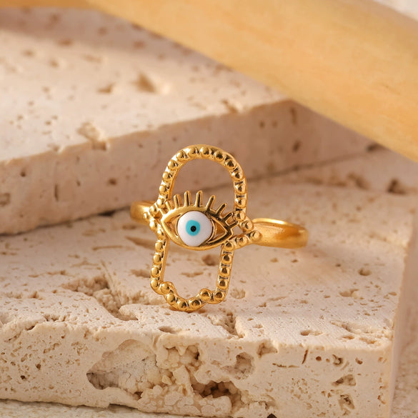 Wholesale Women's Elegant Geometric Stainless Steel Goldplated Ring