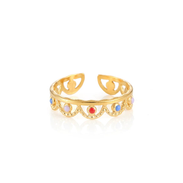 Wholesale Women's Elegant Geometric Stainless Steel Goldplated Ring