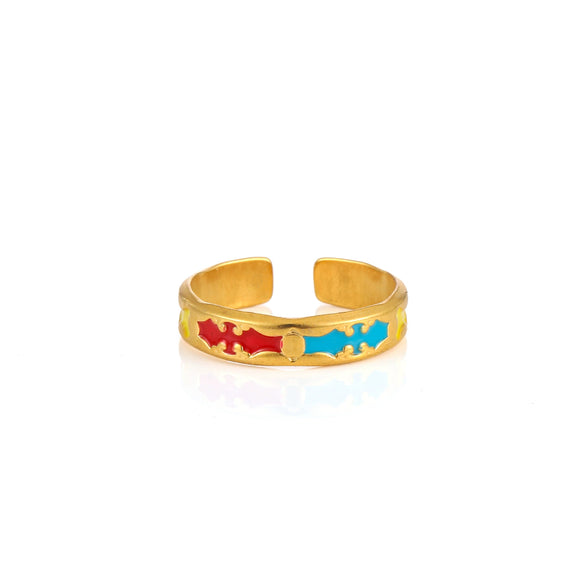 Wholesale Women's Elegant Geometric Stainless Steel Goldplated Ring